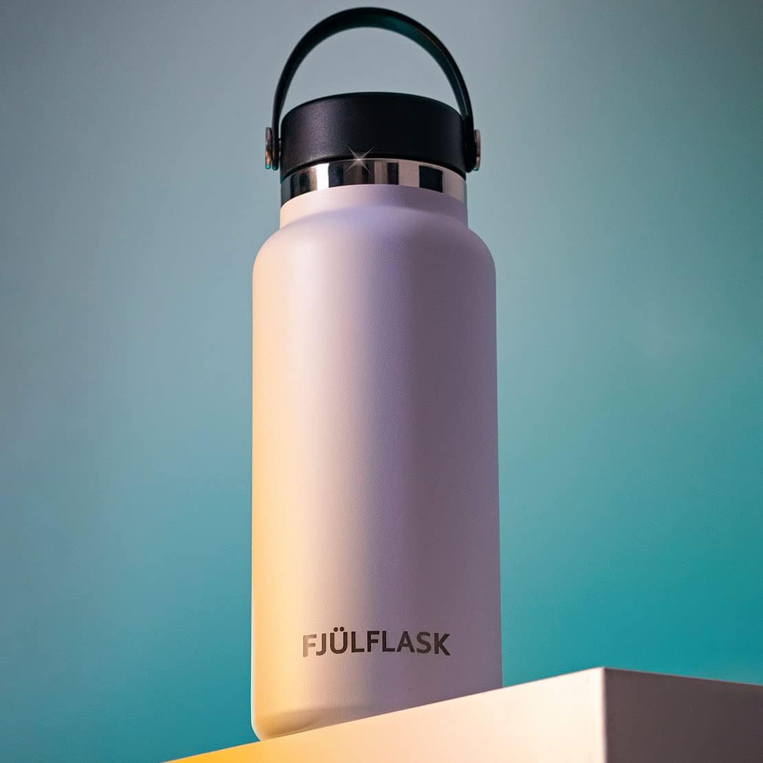 FJULflask Vacuum Insulated Water Bottle 32oz - Stainless Steel Thermo Mug - Wide Mouth Chug Lid Screw Top - Metal Canteen Keeps Hot for 12 & Cold for 24 Hours (White) - Image 3