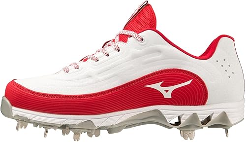 Mizuno Crampons de softball en m tal 9 pointes Swift 8 pour femme, Blanc/rouge, 
