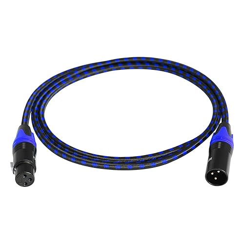 HHDZI Cable XLR equilibrado de nailon trenzado, cable de micrófono de audio, cable XLR equilibrado (10 pies, azul)