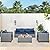 Lviden 4 Piece Wicker Patio Furniture Sets Outdoor Conversation Set PE Rattan Sectional Sofa Couch with Storage Table and Royal Blue Cushions