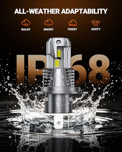 Image of SEALIGHT H4 /9003 LED Light Bulb, 1:1 Real Size, 900% Brighter than Origin, 46,000LM Super Output, 6500K Cool White with 25000RPM Fan, 3Mins Plug and Play, Pack of 2