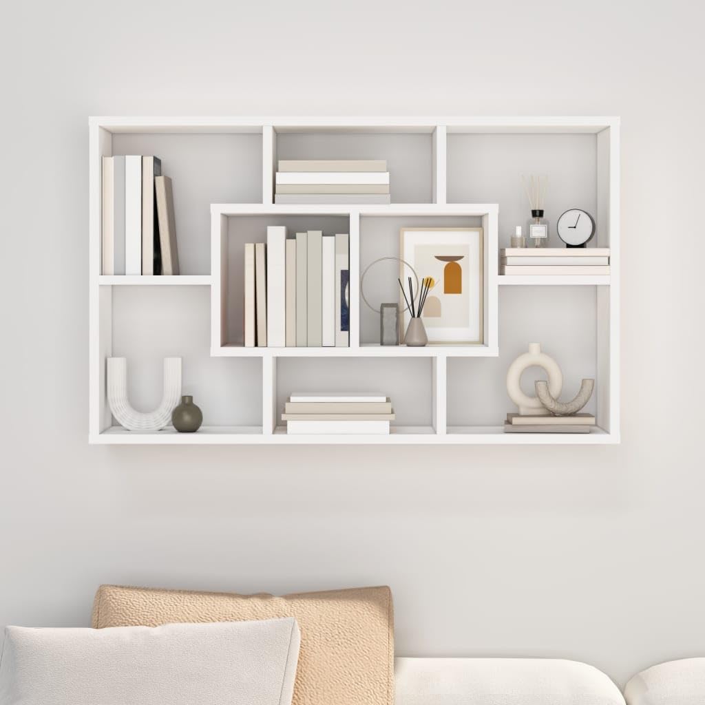 YUANCHUTOP Floating Wall Cube Shelves, Intersecting Wall Shelf for Living Room Decor, Modern Floating Bookshelf CD Shelf, Cubby Display Organizer for Bedroom, Bathroom (White)