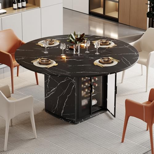 IBF Black Round Dining Table with Fridge Space, 47