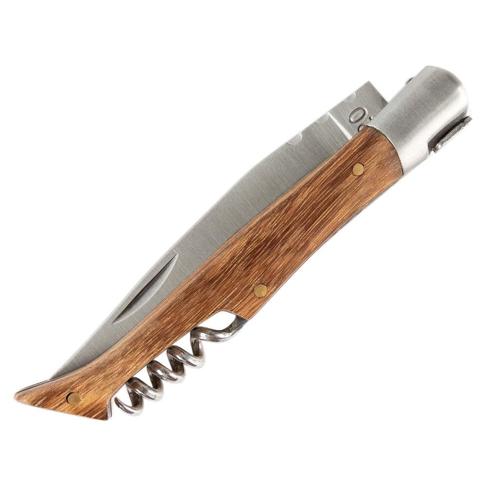 Couteau de poche personnalisé – Tire bouchon, manche en frêne et gravure sur lame – Cadeau personnalisé homme fête des pères, anniversaire ou Noel