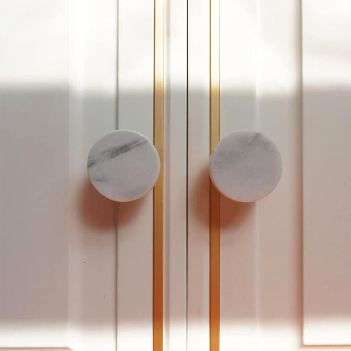 TentHome Möbelknöpfe Möbelknopf Möbelgriffe Schubladenknöpfen Schubladenknäufen Schrankknöpfe Schrankknäufen Marmor Griffe Knauf Kabinett für Schrank Schublade Kommodenknöpfe weiß, Rund