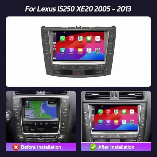 Pantalla de coche para Lexus IS250 2005-2013 con Carplay Android Auto inalámbrico 4G+64G 2 DIN 2