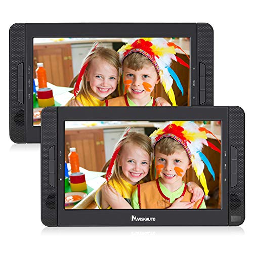 NAVISKAUTO 10.5" Dual Screen DVD Player Portable for Car with 5-Hour Built-in Rechargeable