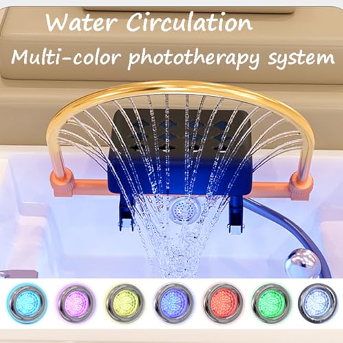 Image of Portable Thai Massage Bed, Shampoo Bed with Fumigation Head Therapy and Water Circulation for Beauty Massage and Barber Shop, Blue