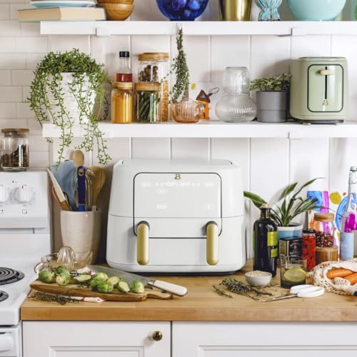 Beautiful-9-QT-TriZone-Air-Fryer-with-Touch-Activated-Display-1700W-Dual-Baskets-Non-Stick-Dishwasher-Safe-Large-Capacity-by-Drew-Barrymore-White-Icing Beautiful 9 QT TriZone Air Fryer with Touch Activated Display 1700W Dual Baskets Non Stick Dishwasher Safe Large Capacity by Drew Barrymore White Icing