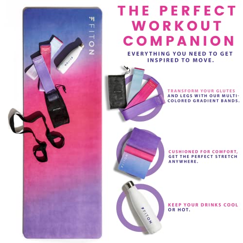 Fiton Yoga Starter Kit, Exercise Mat, Sculpt Resistance Bands And Water Bottle, Yoga Set For Beginners, Beginners Yoga Mat Set, Workout Mat For Home, Gym, Outdoor Use, Starter Yoga Equipment - Sunset #TOP1