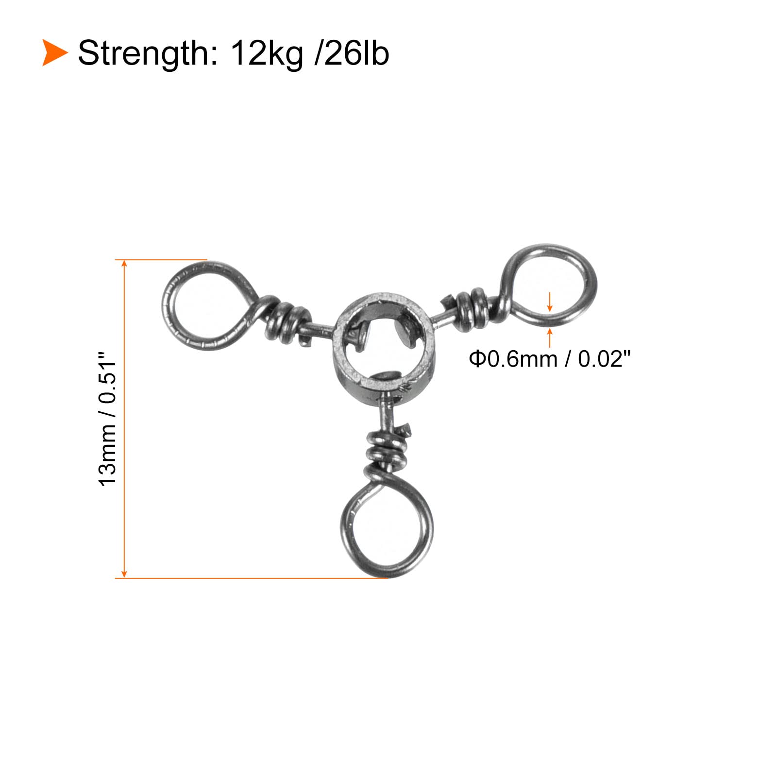 PATIKIL 3 Way Swivel, 50Pcs 26lb Stainless Steel Cross Line Terminal Tackle for Saltwater Freshwater Fishing Black - Image 2