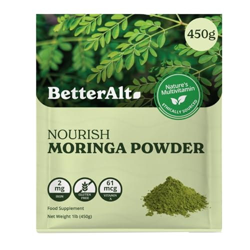 Better Alt Organic Moringa Powder, USDA Certified - Moringa Leaf Powder Perfect for Smoothie,Tea, Drinks & Recipes, Green Superfood, Moringa Oleifera Powder- 112 Servings 1 lb