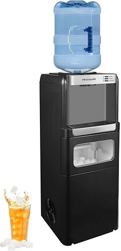Frigidaire Máquina de hielo y agua 3 en 1 - Dispensador de enfriador de agua de carga superior caliente o fría para botella de 5 galones - Máquina