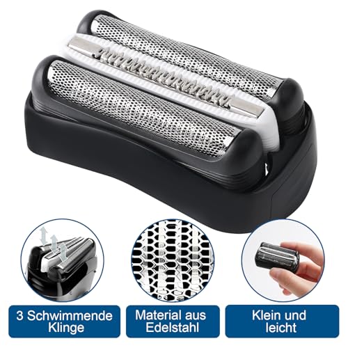 32B Ersatzkopf für Series 3 Rasierer von Braun – Einfaches Aufstecken, Nass- und Trockenanwendung – Kompatibel mit Braun Series 3 301S, 310S, 320S, 330S, 340S usw. – Ersatzköpfe für die Männerpflege 5