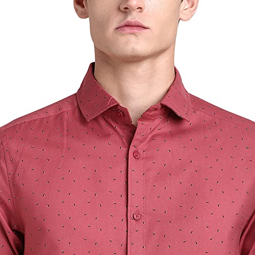 Image of Dennis Lingo Men's Micro Print Pure Cotton Slim Fit Full Sleeve Casual Shirt