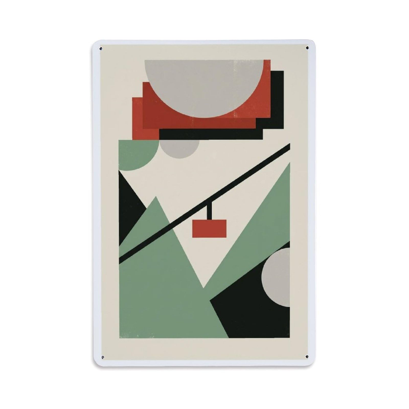 Mountain Gondola Retro Color Blocks Cream Background Metal Tin Sign Plaque Wall Decor for Cafe, Man Cave, Club Bar, Office, Home Garden Round Metal Poster 8x12Inch