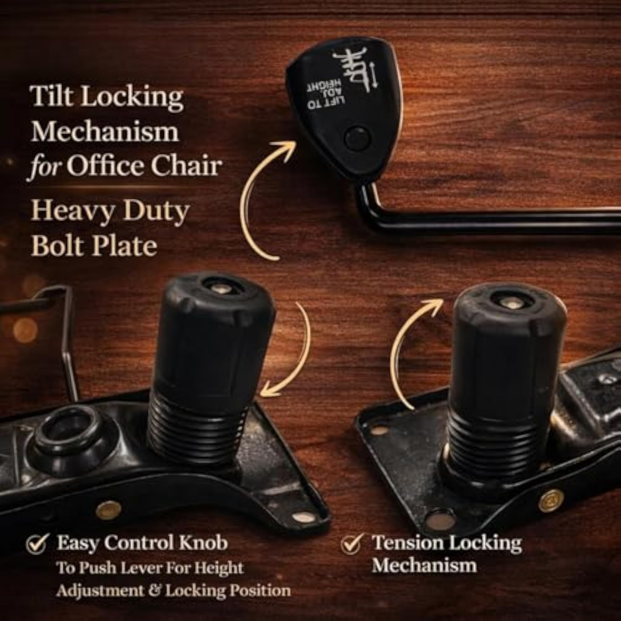 Universal Office Chair Tilt Lock Mechanism, Heavy Duty Replacement