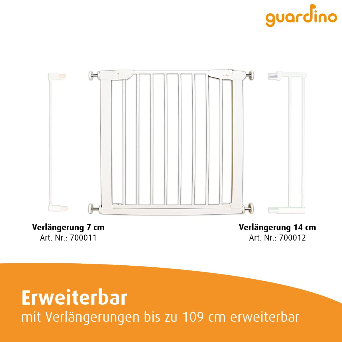 Guardino Türschutzgitter erweiterbar bis 109 cm - Treppenschutzgitter ohne Bohren, 96-102, 700010-3, Weiß