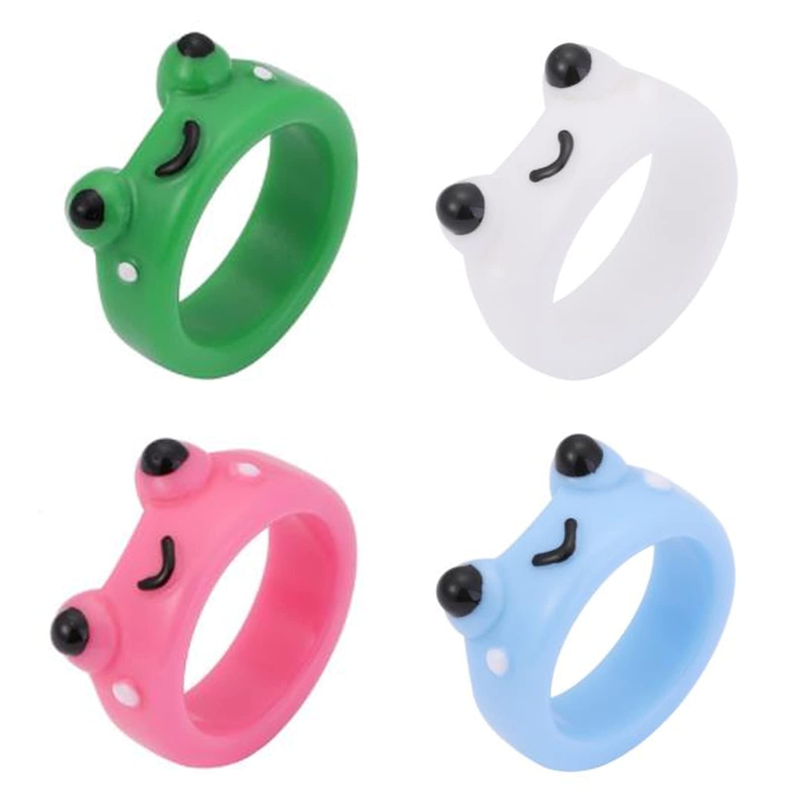 Cute Frog Chick Resin Acrylic Ring Cartoon Geometric Irregular Animal Stackable Finger Ring for Women Simple Animal Aesthetic Friendship Jewelry