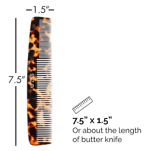 Miniatura 3 de ZEUS Peine de barba 2 en 1 hecho a mano con corte sierra, peine para bigote y barba de 7.5 pulgadas (concha de tortuga) C12