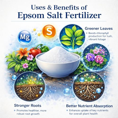 Image of Indian Gardens - Epsom Salt for Plants | Magnesium Sulphate Fertilizer | Promotes Greener Leaves & Growth | Controls Yellowing - 9800 Grams
