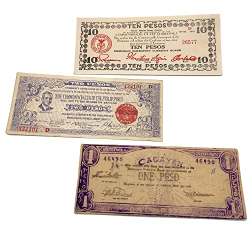 IMPACTO COLECCIONABLES - WW2 World Currency - 3 Banknoten, die während des 2. Weltkriegs von The Guerilla verwendet wurden (Philippinen 1941-1945) - Das Todesurteilsgeld, Echtheitszertifikat
