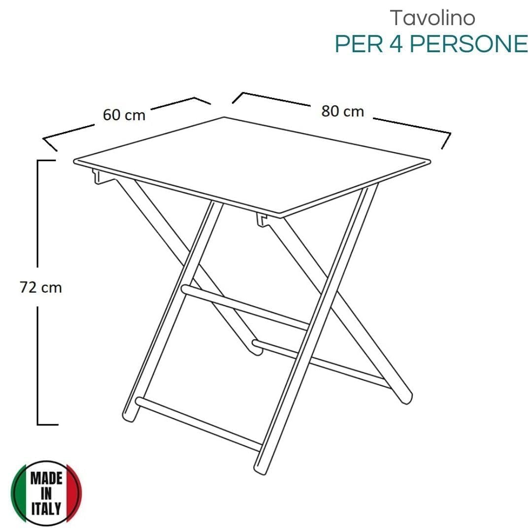 PALUPLUS Set Tavolo Pieghevole con 2 Sedie in Legno di Faggio color Naturale, Misura Tavolino 80x60x72 cm, Sedie Richiudibili con comoda seduta, Arredo per Terrazzo, Esterno -269C/696C-17
