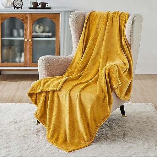 Image of Bedsure GentleSoft Gold Fleece Throw Blanket - 300GSM Blankets for Couch, Sofa, Bed, Soft Lightweight Plush Cozy Throws for Toddlers, 50x60 inches