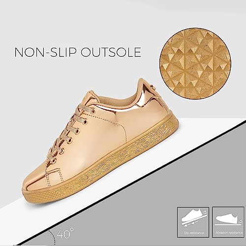 Image of LUCKY STEP Glitter Shoes Sparkly Bling Shiny Bedazzled Lace up Fashion Sneakers for Women