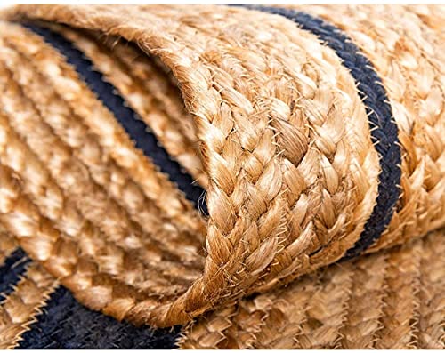 Image of Jute Braided Natural Hand Woven & Reversible Rug for Living Room Kitchen Entryway, Farmhouse Rustic Burlap Carpet Floor Mat (Bdesign, 6X8-feet)