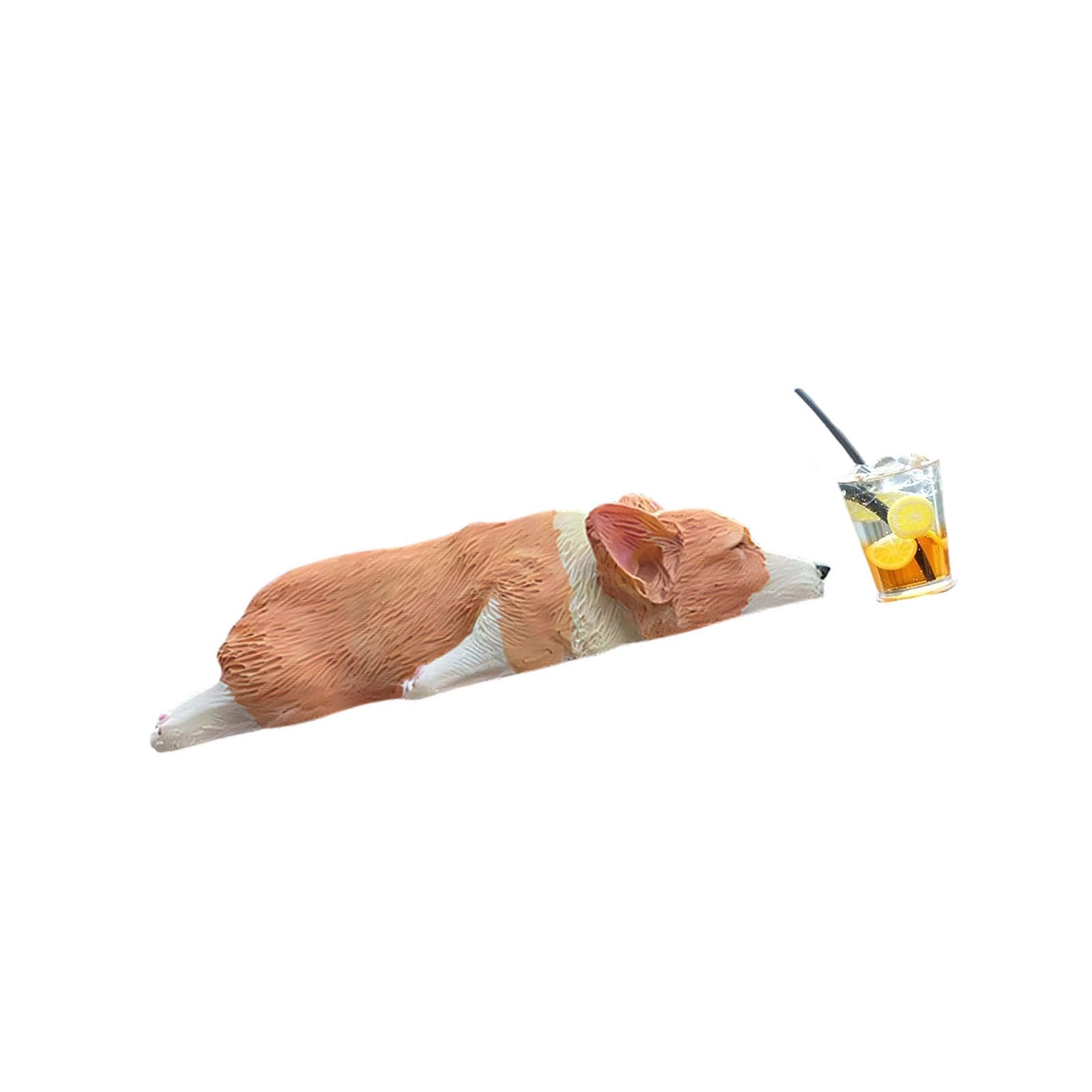 ZBIianxer Corgis and Iced Drink Cups Resin Miniature Figures for Automotive Dashboard and Household Decorating Ornaments Corgis Resin Decoration
