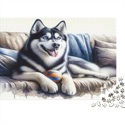 Puzzle de husky siberiano de 1000 piezas en papel para adultos y familia (52x38cm)