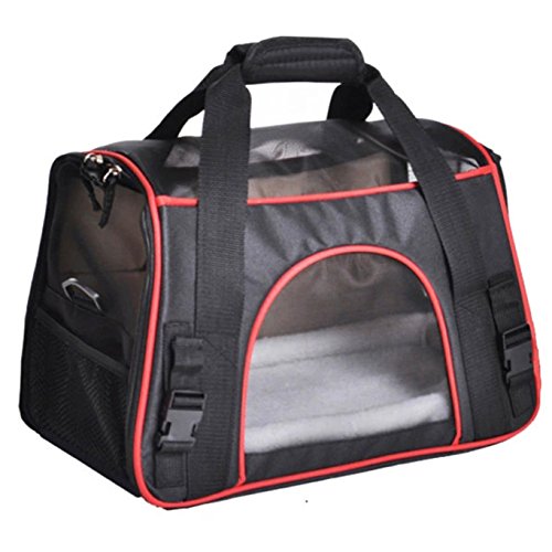 Chiguo Hund Tragetasche Transportbox Transporttasche Tragbar Modische Faltbare Oxford Gewebe Reisetasche Tasche mit Leichte Fleece Matt f¨¹r Haustiere Hund und Katze (Schwarz L)
