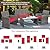 Shintenchi 4-Piece Outdoor Gray Wicker Patio Conversation Furniture Set, Rattan Patio Furniture Set with Weather Resistant Cushions and Tempered Glass Tabletop,Red