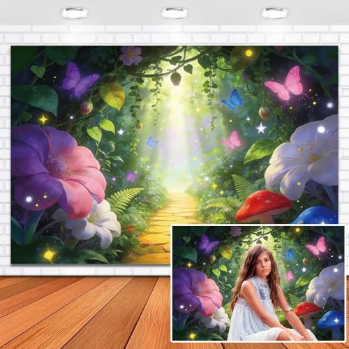 Duluxykl Spring Enchanted Forest Backdrop 8x4ft Vinyl Fairy Magic Wonderland