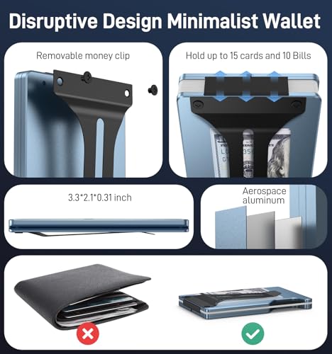 Image of Slim Wallet for Men, Air Wallet Build in Airtag Chip, Smart Wallet Compatible with Apple Find My iOS Only, Minimalist Front Pocket Wallets RFID-Blocking Card Holder with Money Clip (Blue)