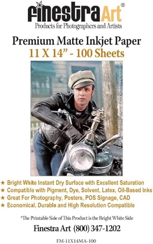 Papel fotográfico de inyección de tinta mate Arctic de 11 x 14 pulgadas, 100 hojas