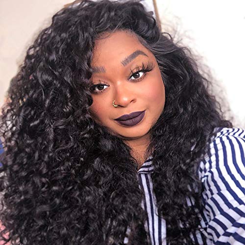 IWISH Water Wave Remy Human Hair 360 Lace Front Wigs For Black Women 180% Density 360 Lace Frontal Brazilian Hair Wigs Pre Plucked with Baby Hair Bleached Knots (20inch)