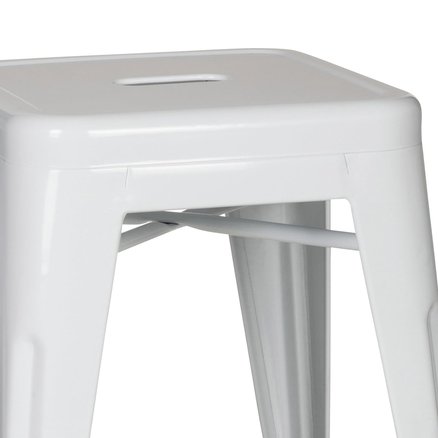 HJH Office 645002 Sgabello Metallo Basso VANTAGGIO Panchetti Impilabili, Sgabelli Bar Industriali, Carico Max 150 kg, Bianco