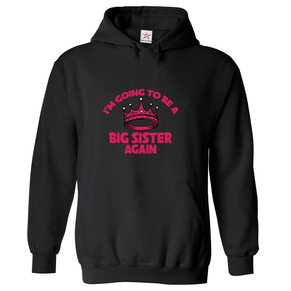 Stars And Stripes Boys Black I'm Going To Be A Big Sister Again Pregnancy Announcement Kids Pullover Hoodie (3Xs, 7_8 Years)