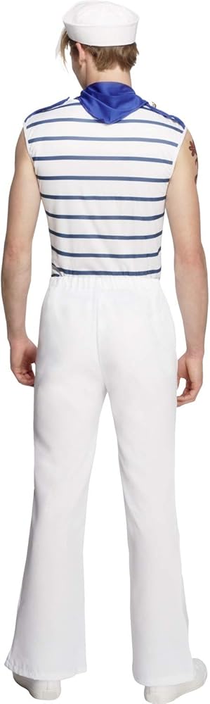 Déguisement Marin Américain Smiffys - Taille Unique Blanc - Coiffe Doughboy - Pour Homme, Costume Fête