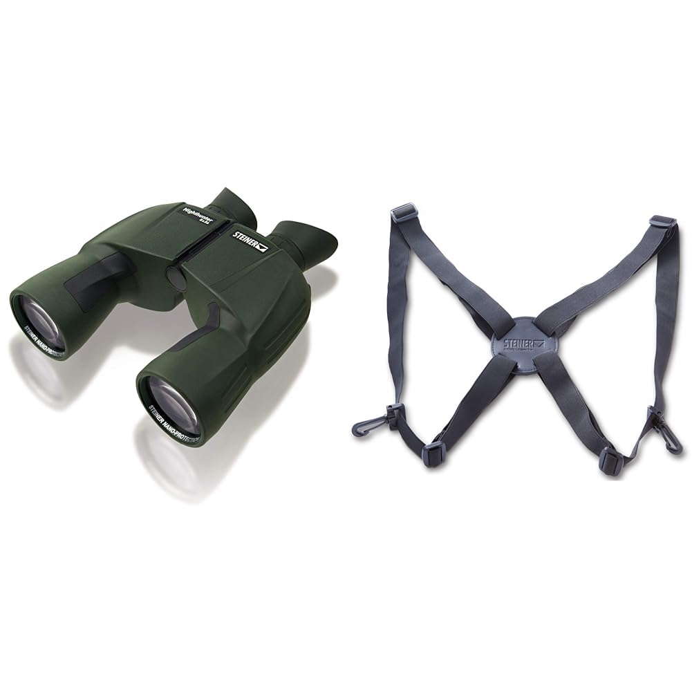 STEINER lornetka myśliwska Nighthunter 8x56 - optyka niemieckiej jakości, lornetka nocna o najwyższej przepuszczalności światła 96%+ & Steiner Harness wygodny pasek do noszenia lornetki.