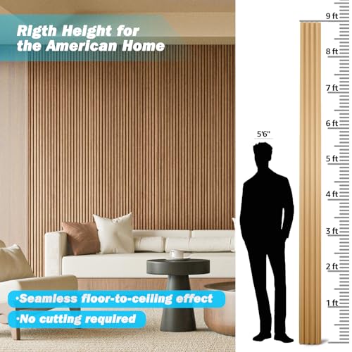Image of Art3d 108 x 5.7 Inch Slat Solid Wood Wall Paneling for Interior Decor, Oak