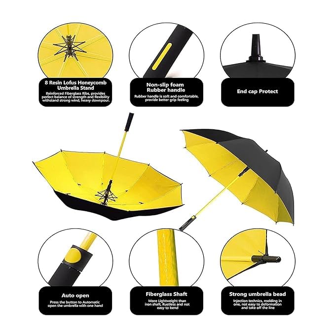 Image of OCTOPUSPRIME 62-Inch Windproof Golf Umbrella - Large Automatic Open, Waterproof Double Canopy for Rain & Sun