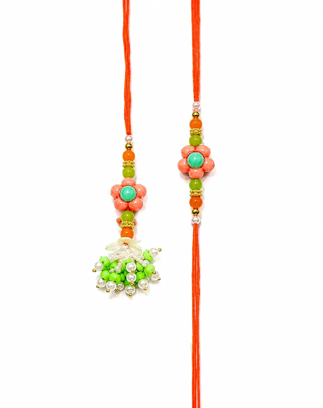 Abeo Floral Bhaiya Bhabhi Rakhi Set of 2 with Wish Card | Raksha Bandhan Gift Set | Stone Work Bracelet Combo-image-41