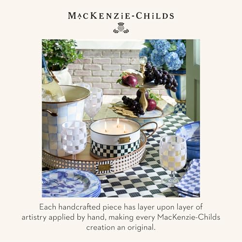 Image of MACKENZIE-CHILDS Two-Tier Sweet Stand, Light-Blue-and-White Sky Check