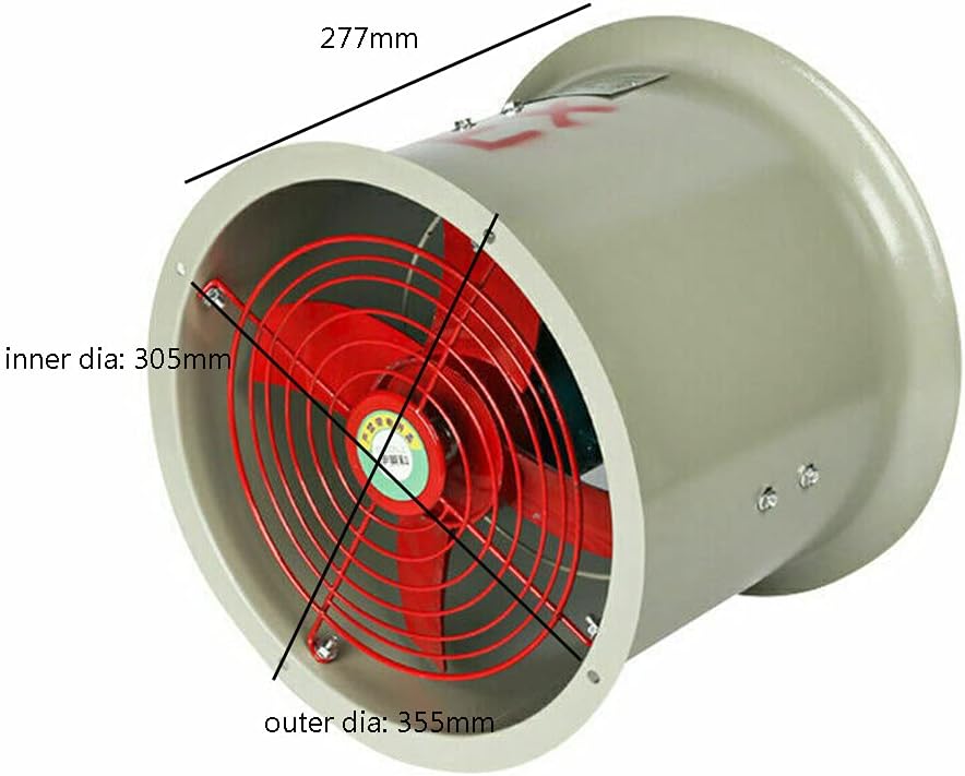 12" Explosion-proof Axial Fan Cylinder Pipe Spray Booth Paint Fumes Exhaust Fan