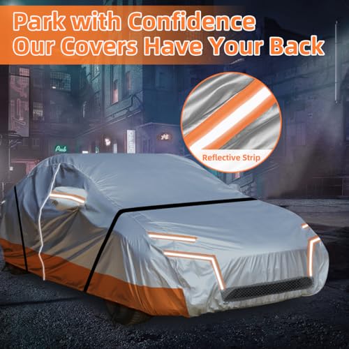 Image of Car Cover Custom fit Tesla Model-Y with Cab Door Zipper, Car Cover Waterproof All Weather with Ventilated Mesh Charging Port Door