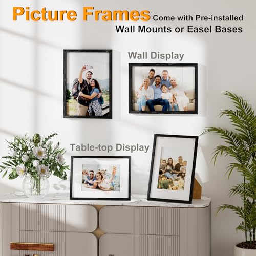 COMPOLICY Bilderrahmen aus Holz, 3 Stück, 40 x 60 cm, schwarzer Bilderrahmen, mit Ständer und Wandmontage… – Ansicht 3