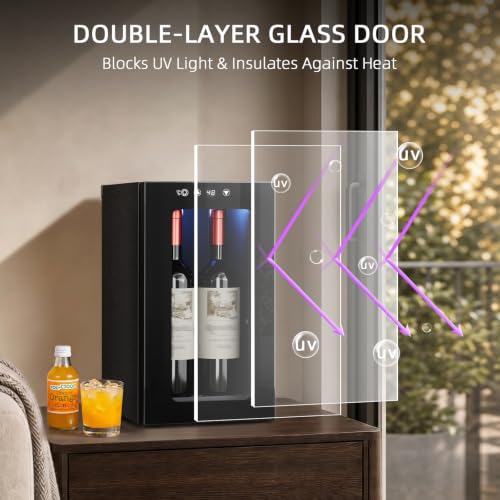 Image of Antarctic Star Wine Cooler, 0.4 Cu. Ft. Portable Mini Wine fridge | Electronic Temp Control, 40-61F Adjust Temp, Glass Door, Counter-top Drink Fridge for Bedroom, Dorm, Office, Bar & Kitchen